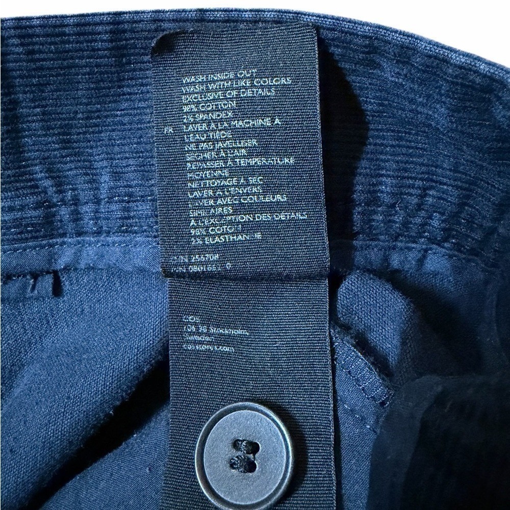COS Navy Cotton Corduroy Pleated Soft Stetch Ankle Tapered Pants | Women's US 2 - Picture 7 of 9